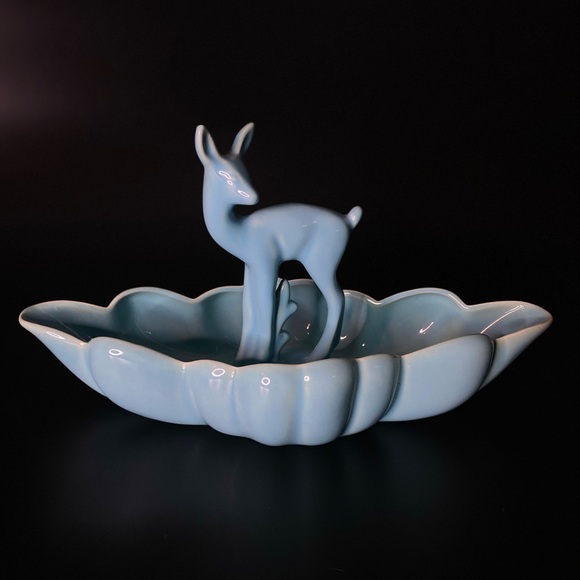 Ceramic blue fawn and serving bowl - Picture 8 of 13
